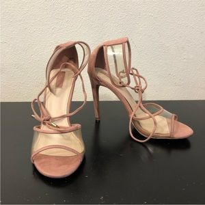 Forever 21 Pink Clear Strap Wrap Ties High Heels